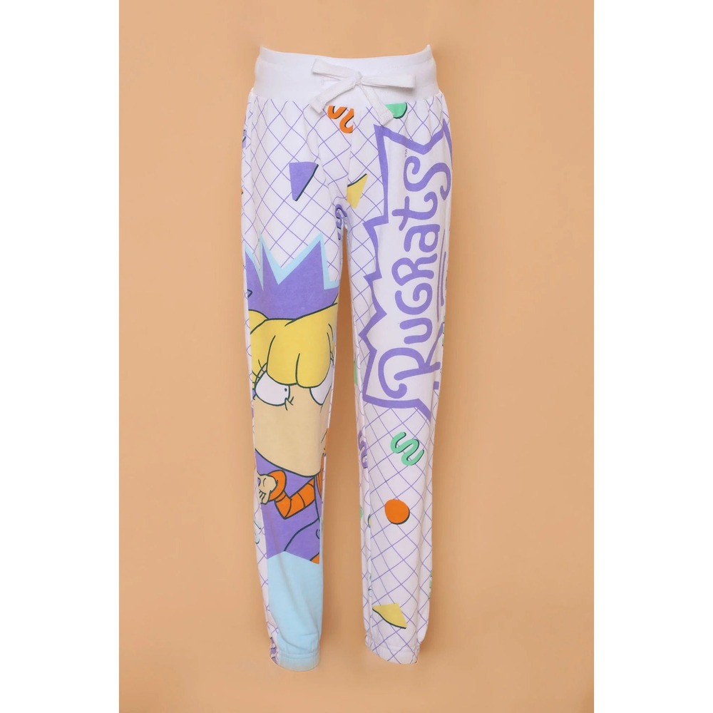 Rugrats Angelica Pickles 90s Cartoon Jogger Pants White Purple‎